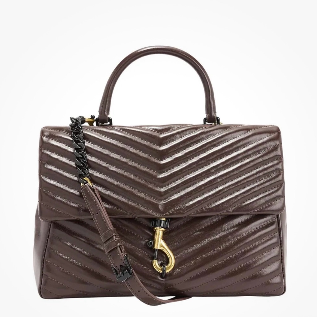 Rebecca Minkoff Edie Large Quilted Leather Brown Satchel